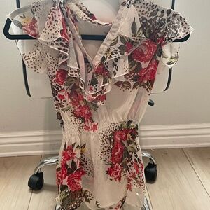 xhilaration sheer top with flower detail women's